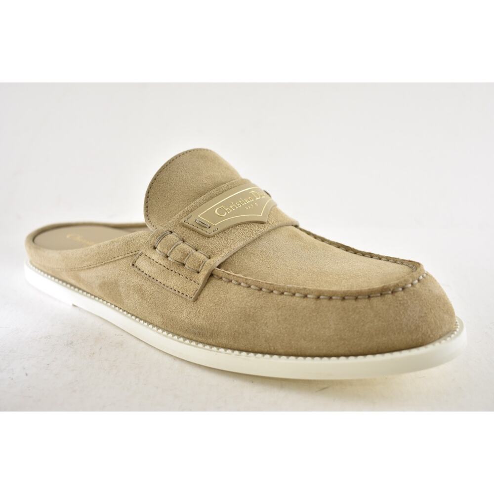Dior Boy Mule Corde Beige Suede Leather Backless Slip On Logo Loafer Flat 42 - Picture 6 of 16